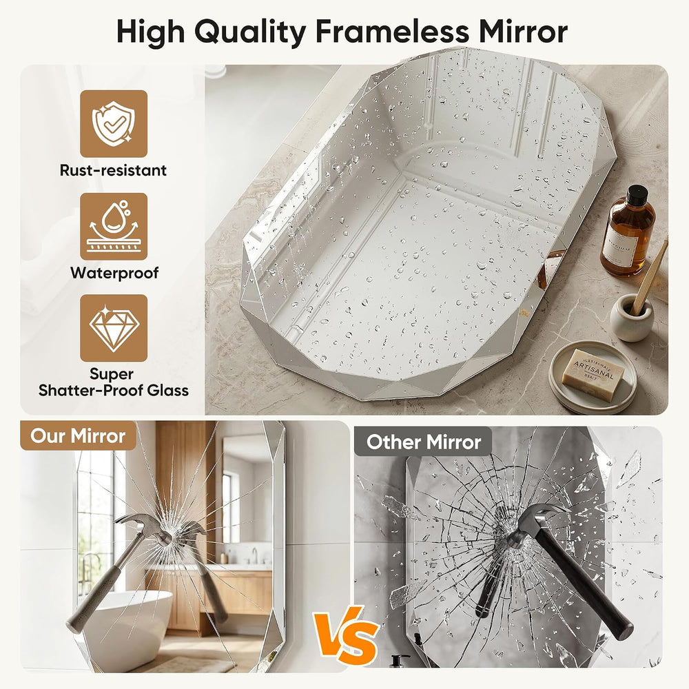 Suidia Bathroom Mirror, 24"x 36" Wall Mirror, Frameless Bathroom Mi...