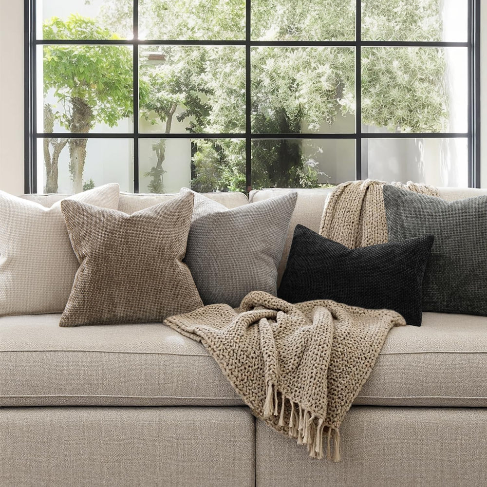 MIULEE Decorative Neutral Khaki Euro Sham Pillow Covers 26x26 Inch 2 Pack