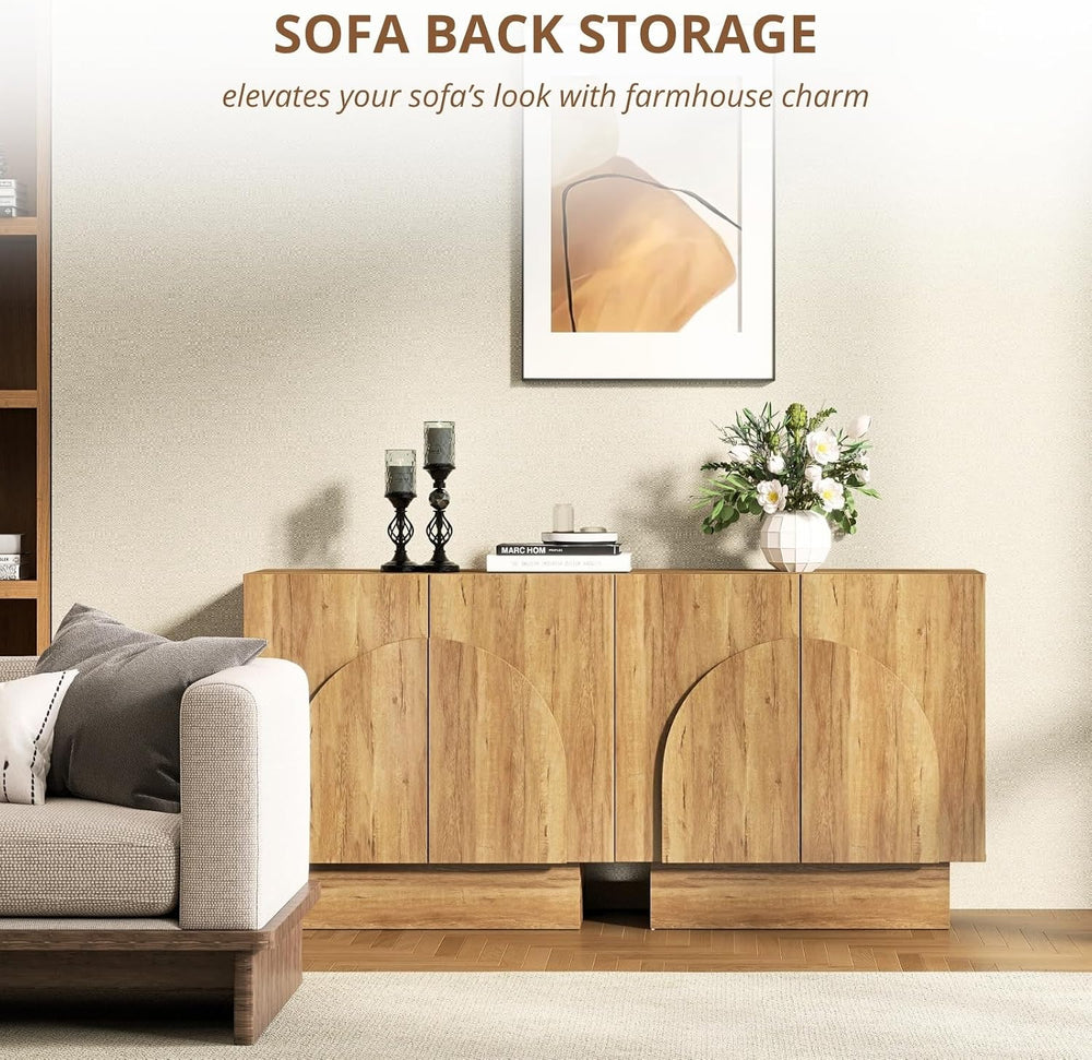 HEAH-YO Natural Sideboard Buffet Cabinet with Storage, Entryway Accent Cabine...