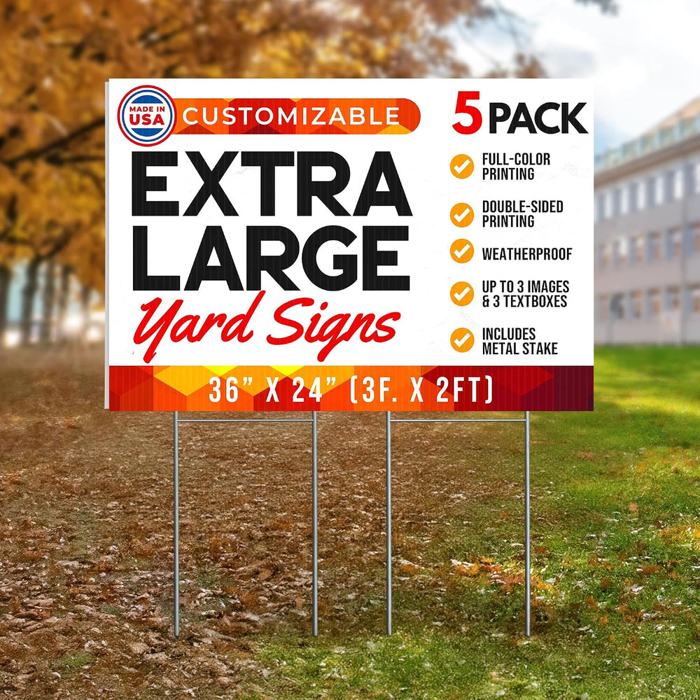 36"x24" Custom Yard Signs with Stakes Personalized Yard Signs with ...