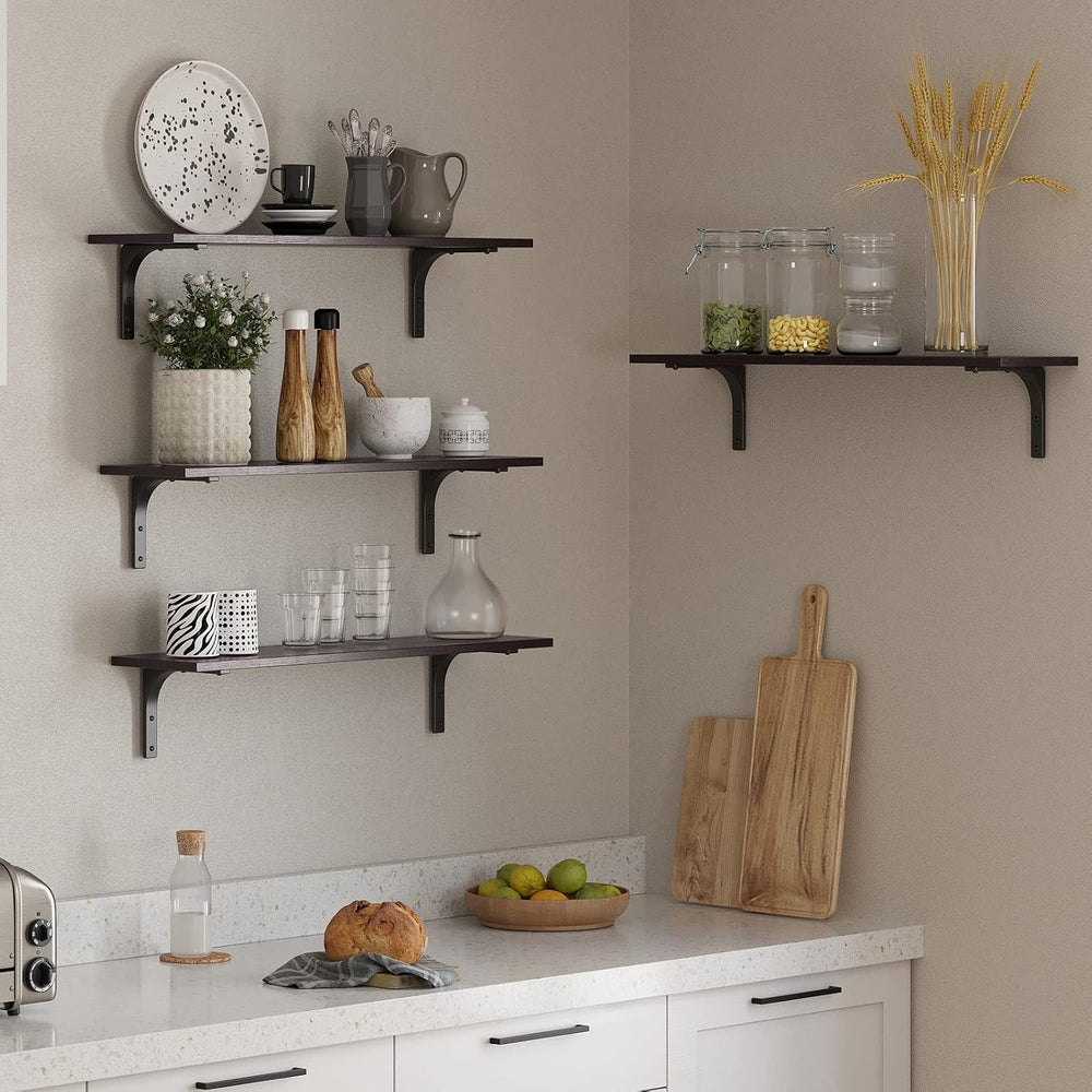 DINZI LVJ Long Wall Shelves, 31.5Inch Wooden Wall Mounted Shelves, Set of 2