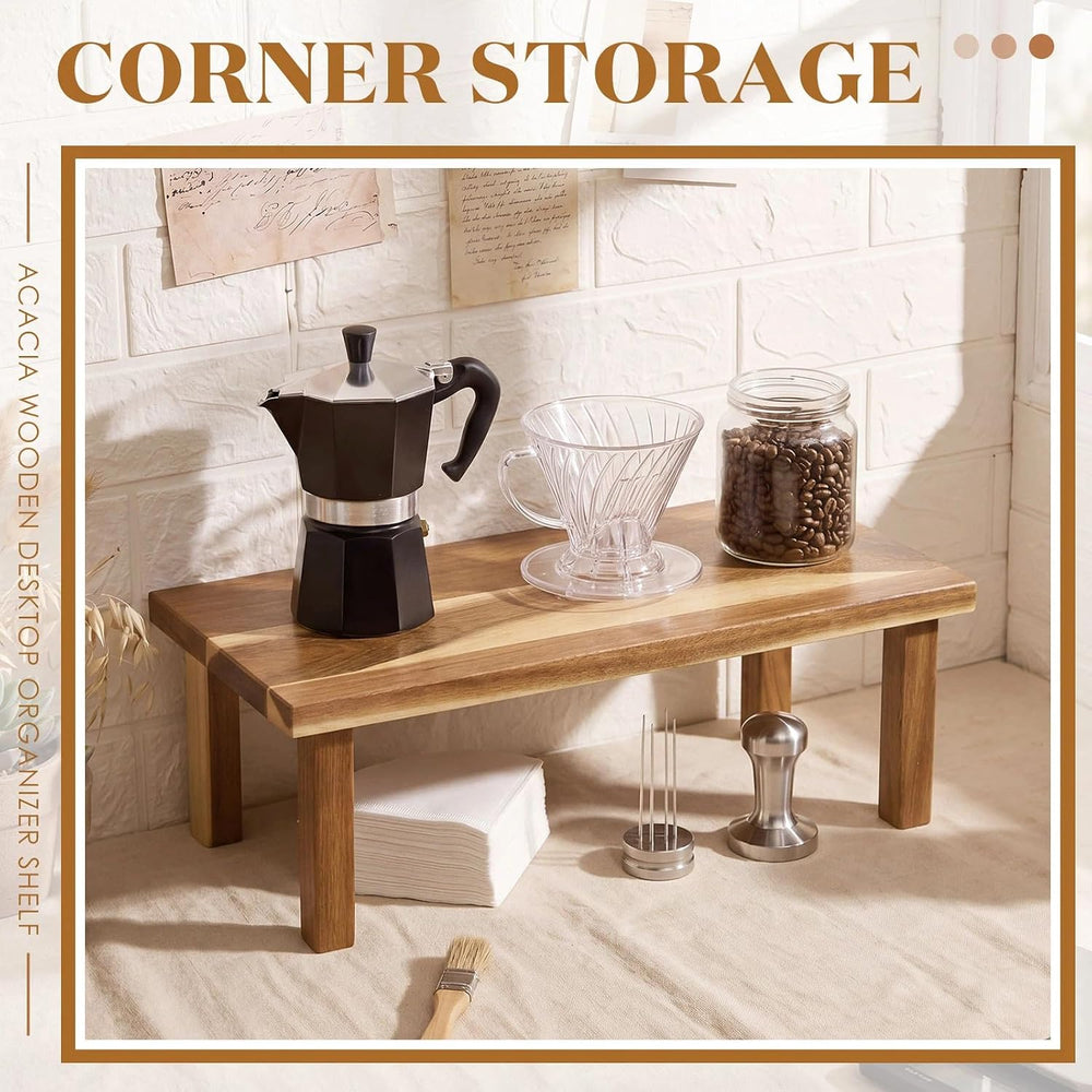 16 Inches Kitchen Cabinet Counter Shelf Countertop Organizer Acacia Wooden