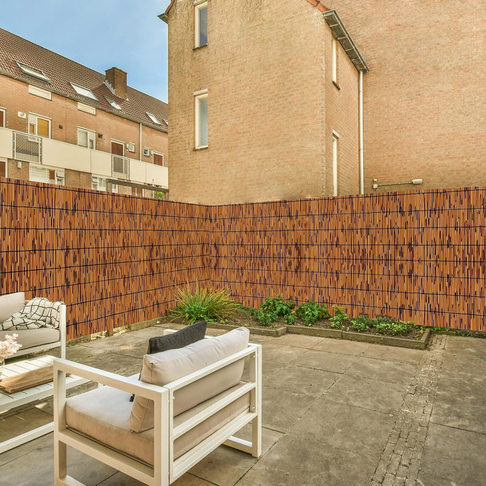 KOIUEYW Bamboo Reed Fencing, Light Russet Bamboo Fence Rolls 6 Feet High, Dec...
