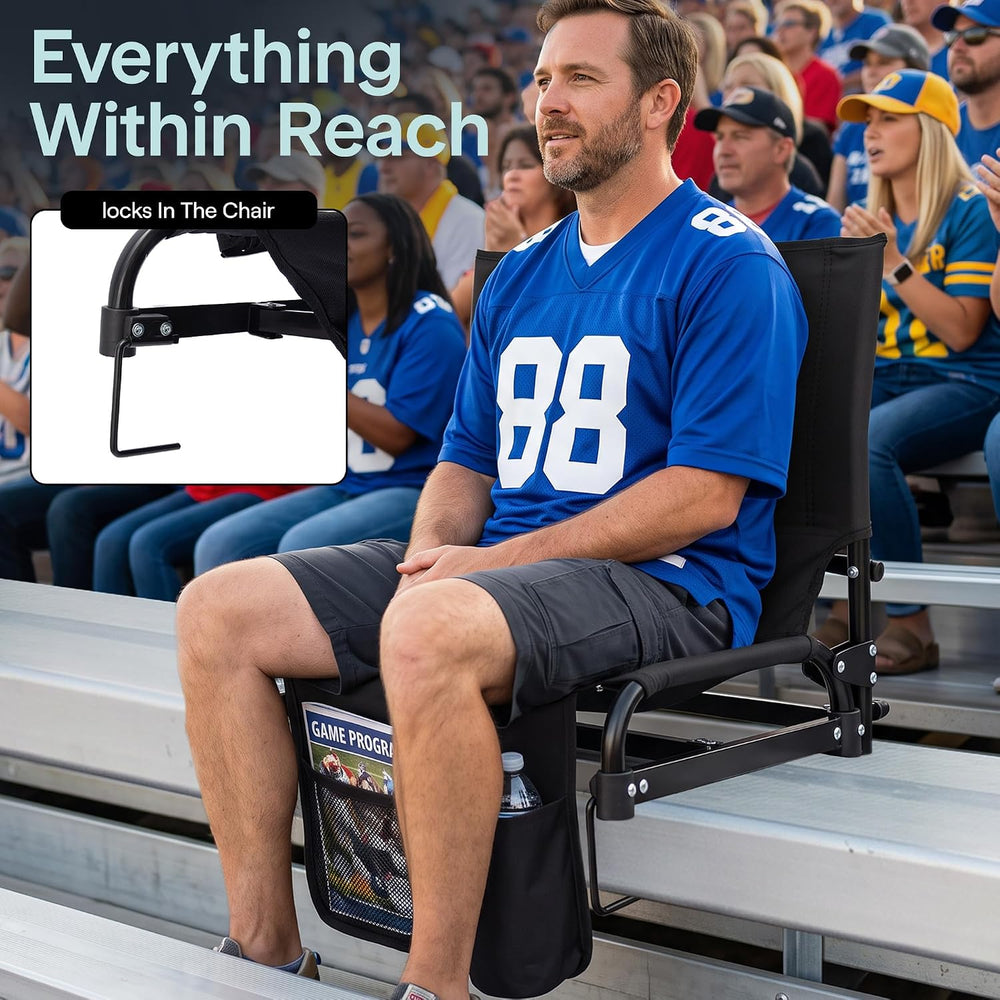 SereneLife Stadium Seats with Back Support, Padded Bleacher Chair with Backre...