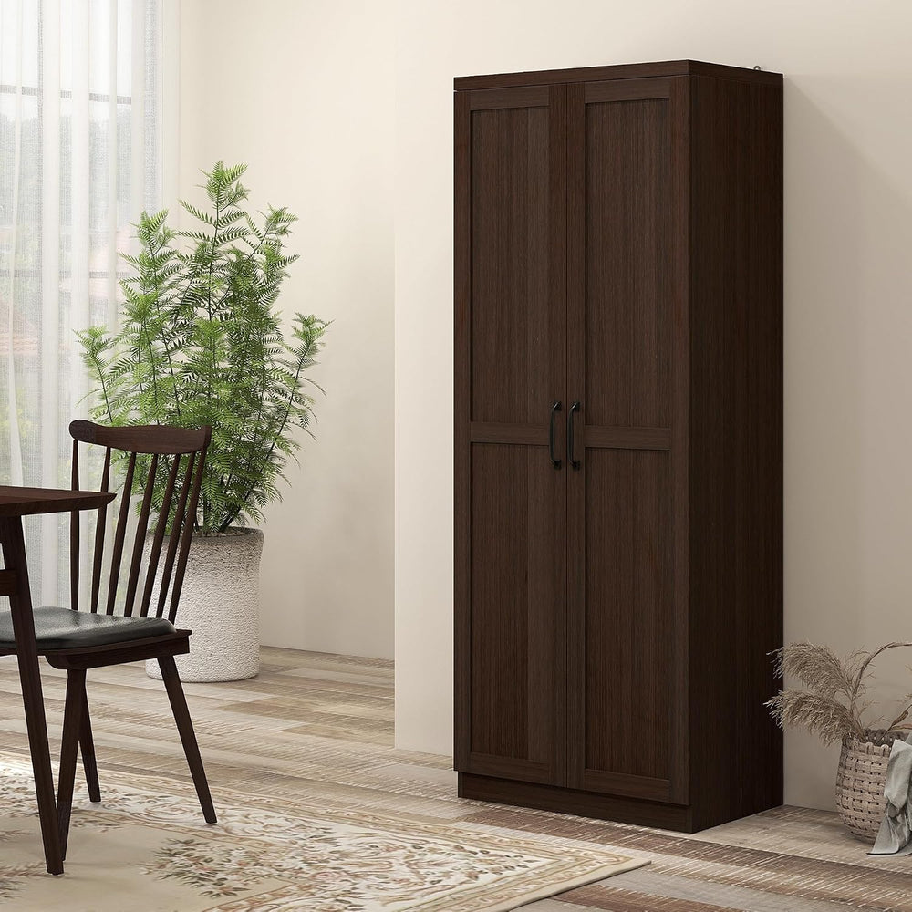 HOMCOM 63" Kitchen Pantry Cabinet with Doors and Adjustable Shelves, Cherry