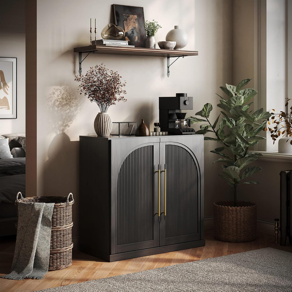 BELLEZE Jagger Sideboard Buffet Cabinet - Ebony
