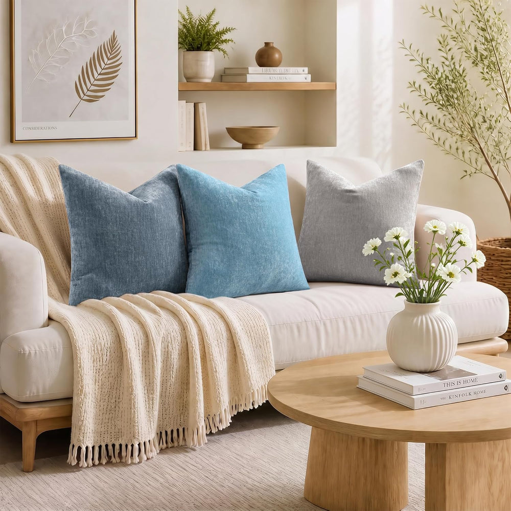 decorUhome Christmas Grey Blue Throw Pillow Covers 26X26 Set of 2