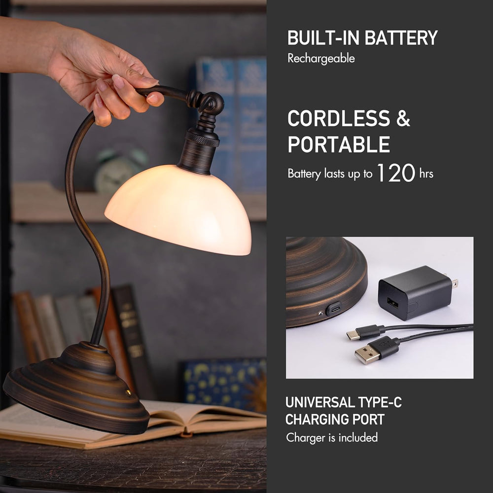 O'Bright Bankers - Cordless LED Table Lamp, Battery-Operated, Rechargeabl...