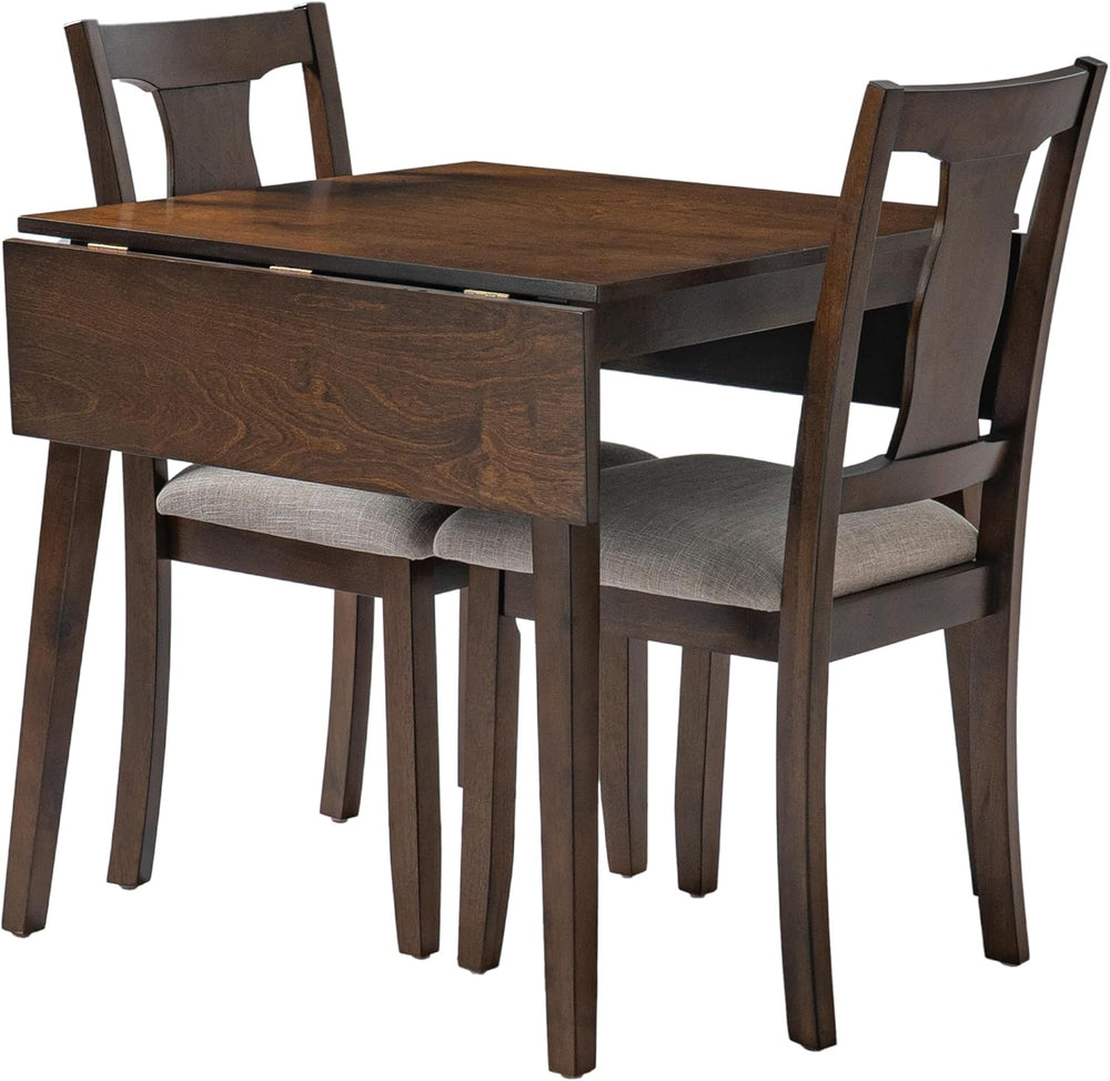 P PURLOVE 3 Piece Kitchen Dining Set, Wood Dining Table Set, Brown+Beige