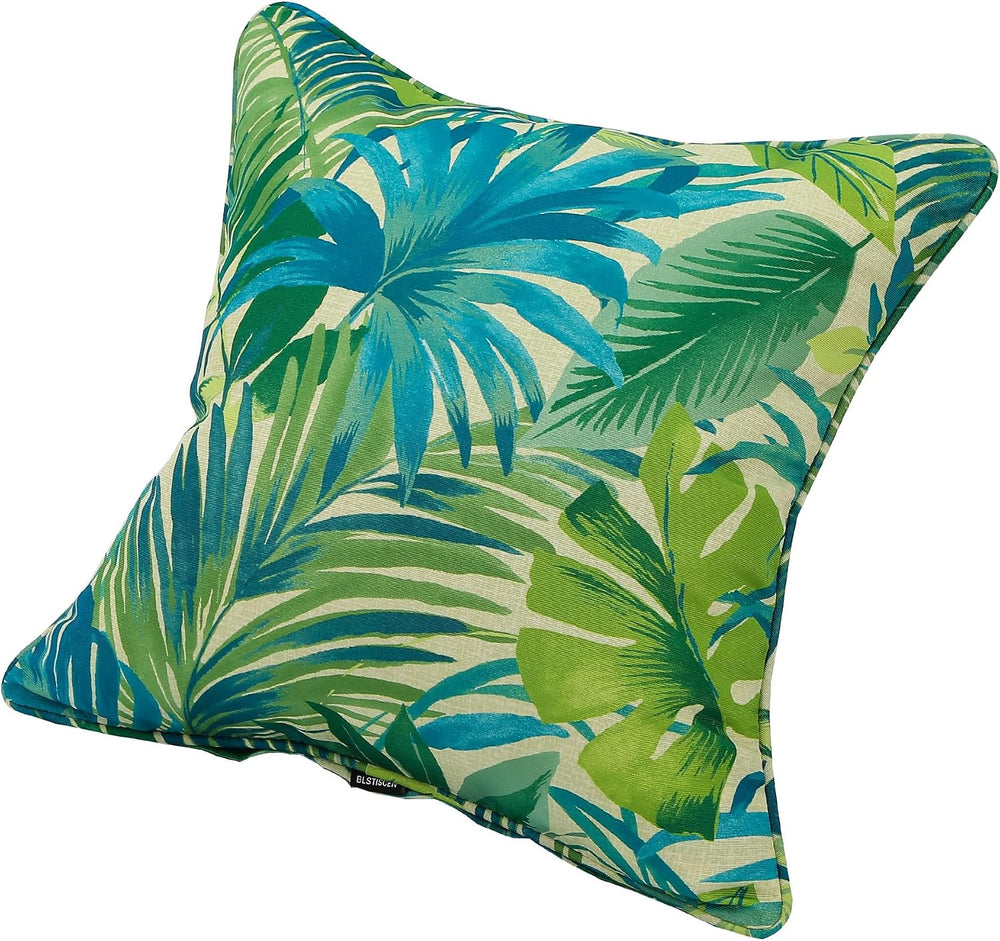 Outdoor Throw Pillow with Insert 18x18 Inch, Set of 2, Piping Edge Waterproof...