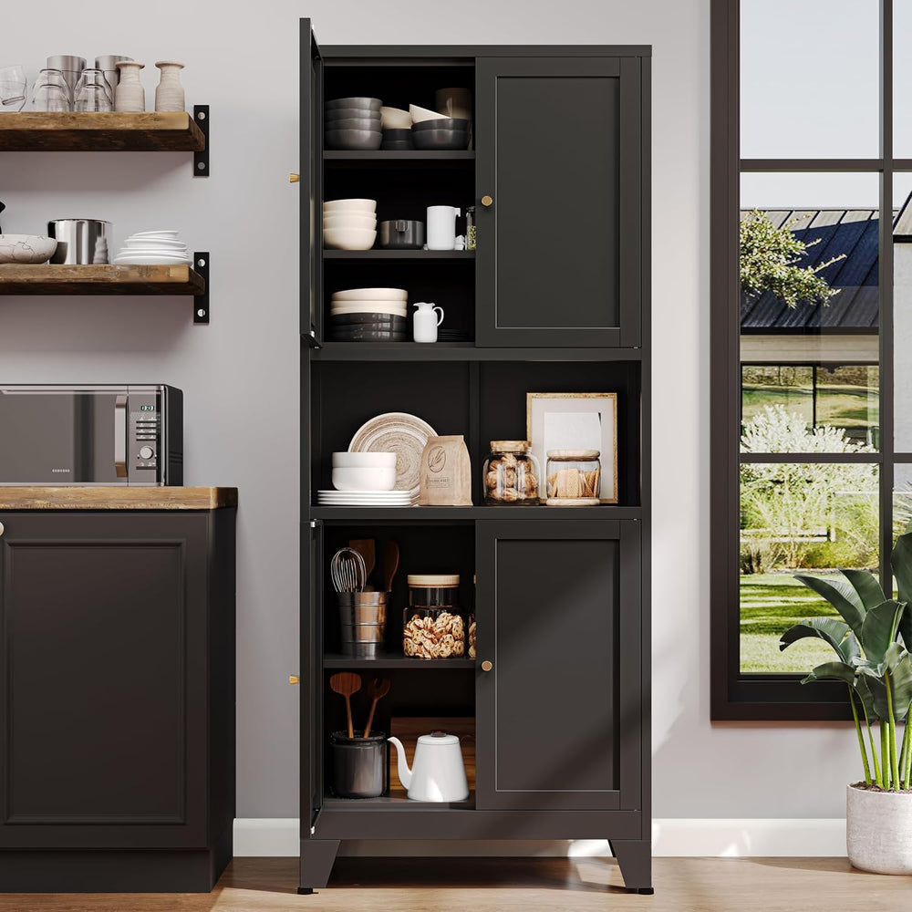 69" H Kitchen Pantry Cabinet with Countertop,Kitchen Hutch Cabinet with ...