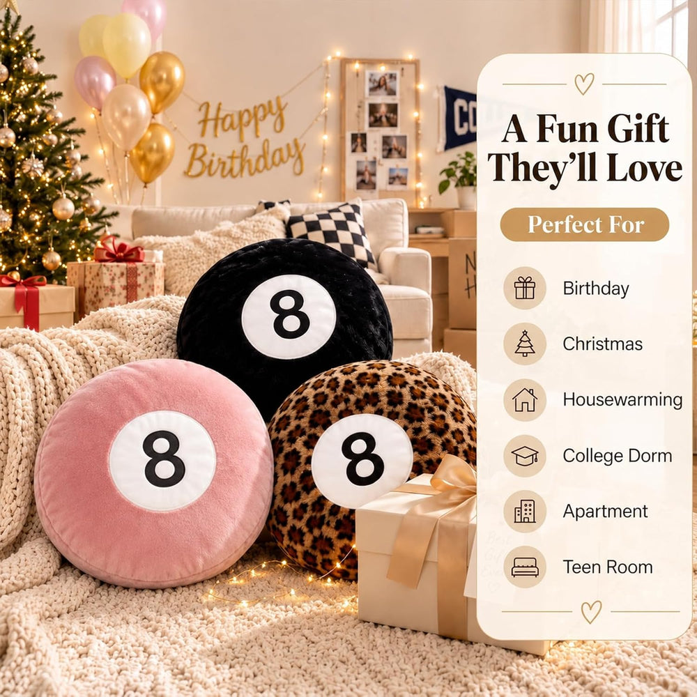 3 Pcs 8 Ball Pillow Cheetah Print Pillow, Pink & Black & Cheetah