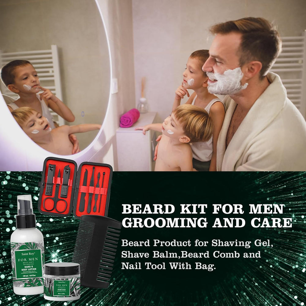 15Pc Man Perfume Beard Grooming Spa Set For Men, Facial Skin Care Set