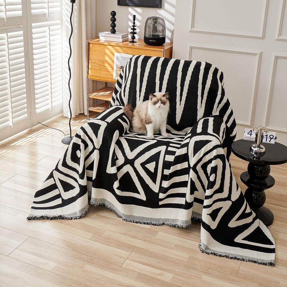 HANDONTIME Boho Sofa Covers for Dogs Black Couch Sofa Covers for Armchair