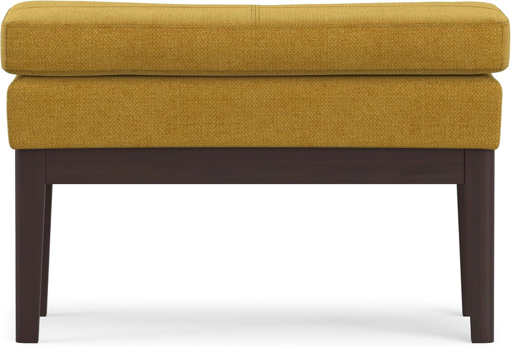 SIMPLIHOME Carlson 27" Wide Woven Fabric Rectangle Ottoman in Marigold