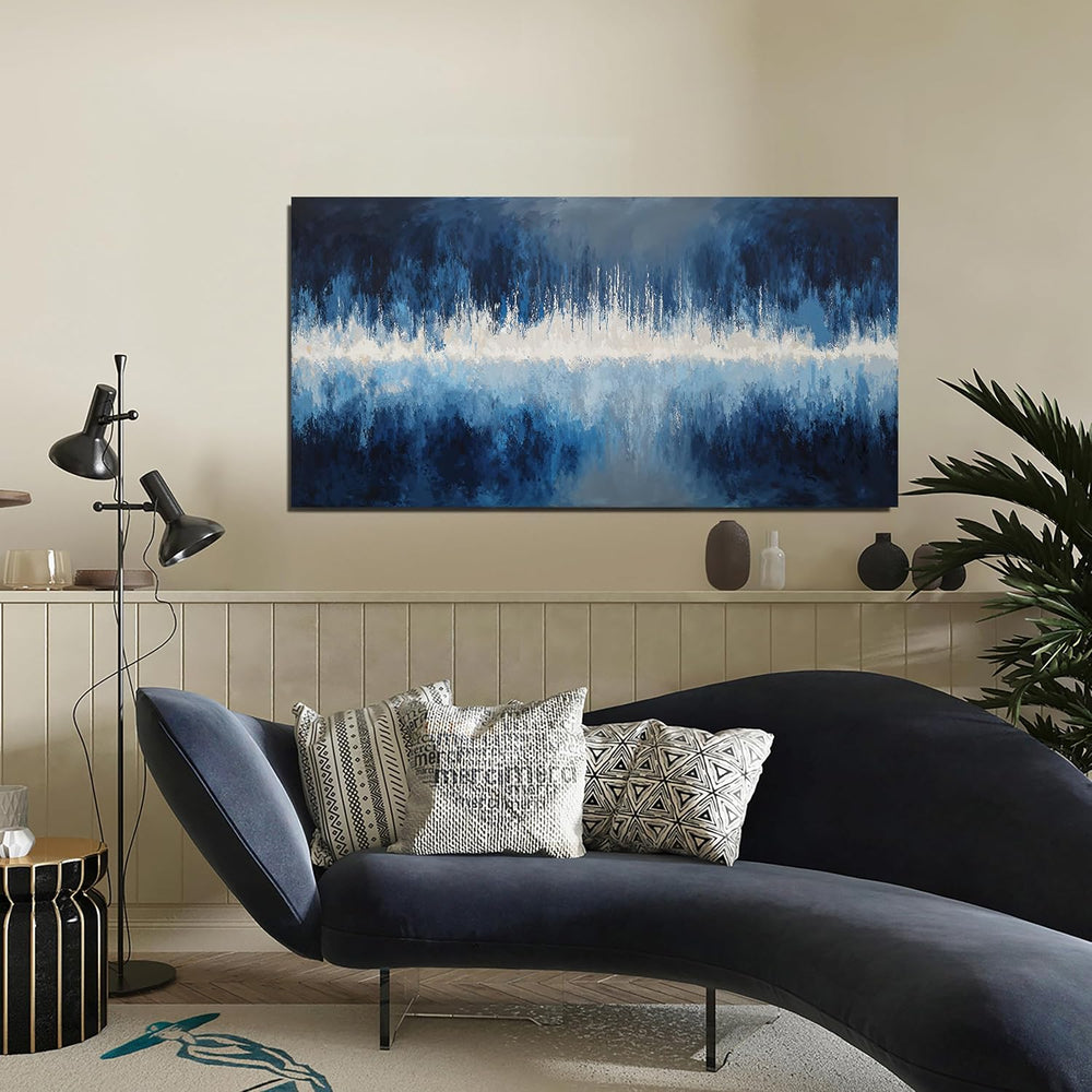 YISXINOAG Deep Blue Abstract Wall Art Modern Calm Cool Tones Canvas 20"X...