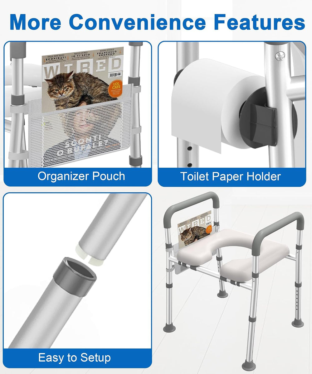 HOMLAND Toilet Seat Riser for Seniors with Adjustable Height & Width, 400lb