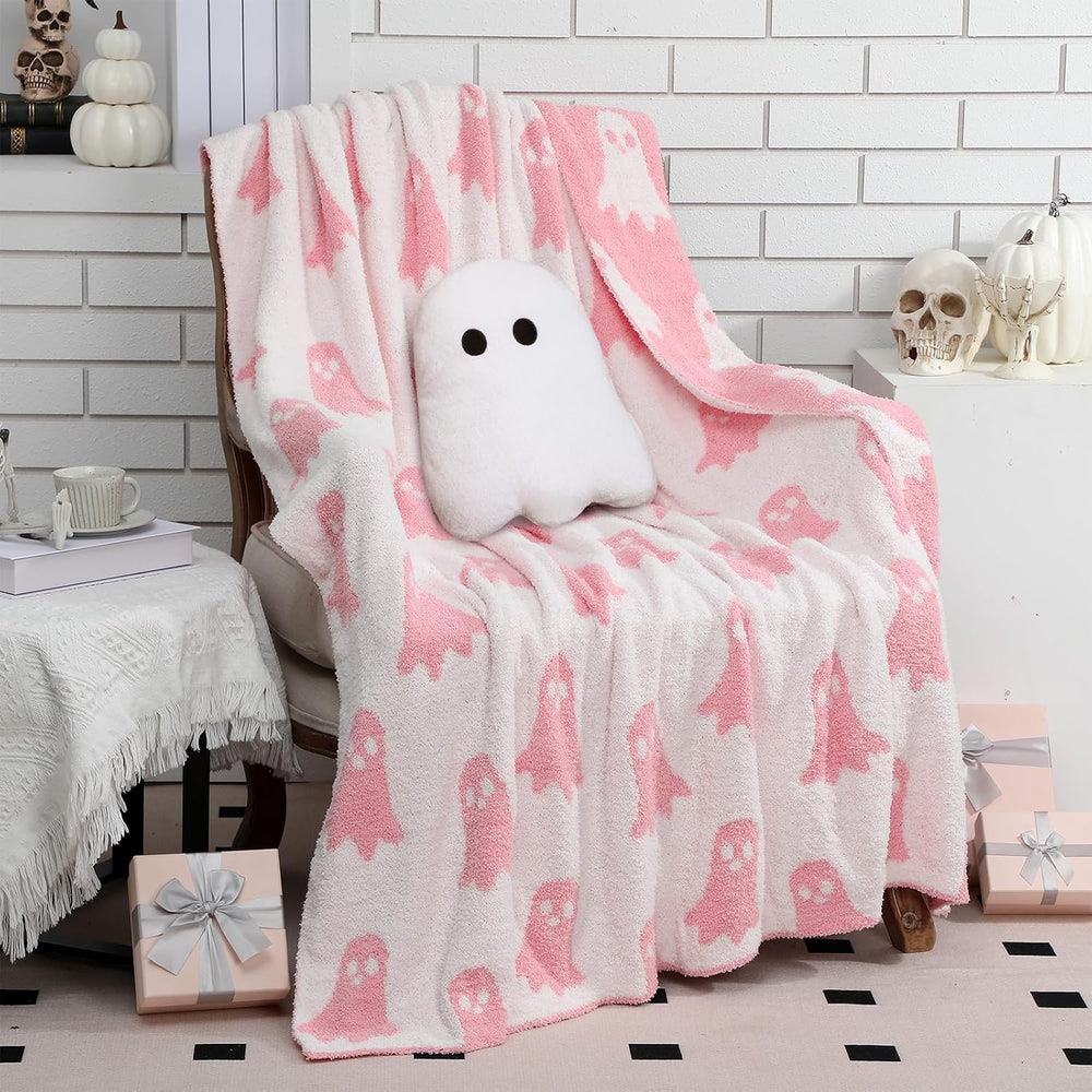 Halloween Ghost Throw Blanket and Pillow Set, 50 x 60 Inch