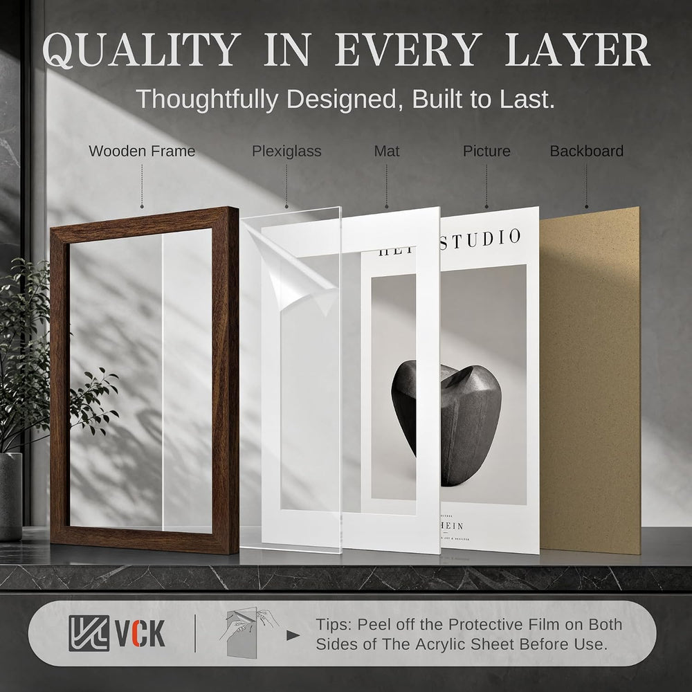 VCK 16x24 Frame, Brown Wood with 12x18 Mat, 2 Pack, Wall Hanging