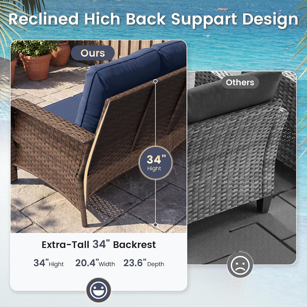 UDPATIO Patio Furniture Set 2 High-Back Swivel Chairs Conversation Set