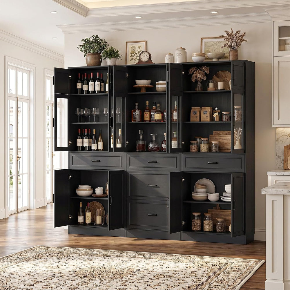 Unikito 80" Tall Modular Kitchen Pantry Storage Cabinet with Glass Doors