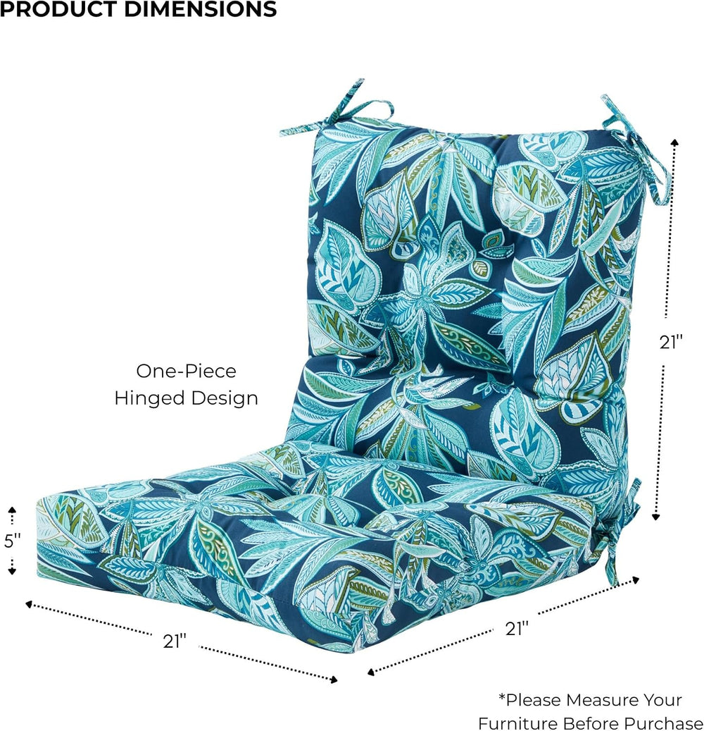 Tufted Outdoor Chair Cushions – Hinged One-Piece Design, Reversible Patio Sea...
