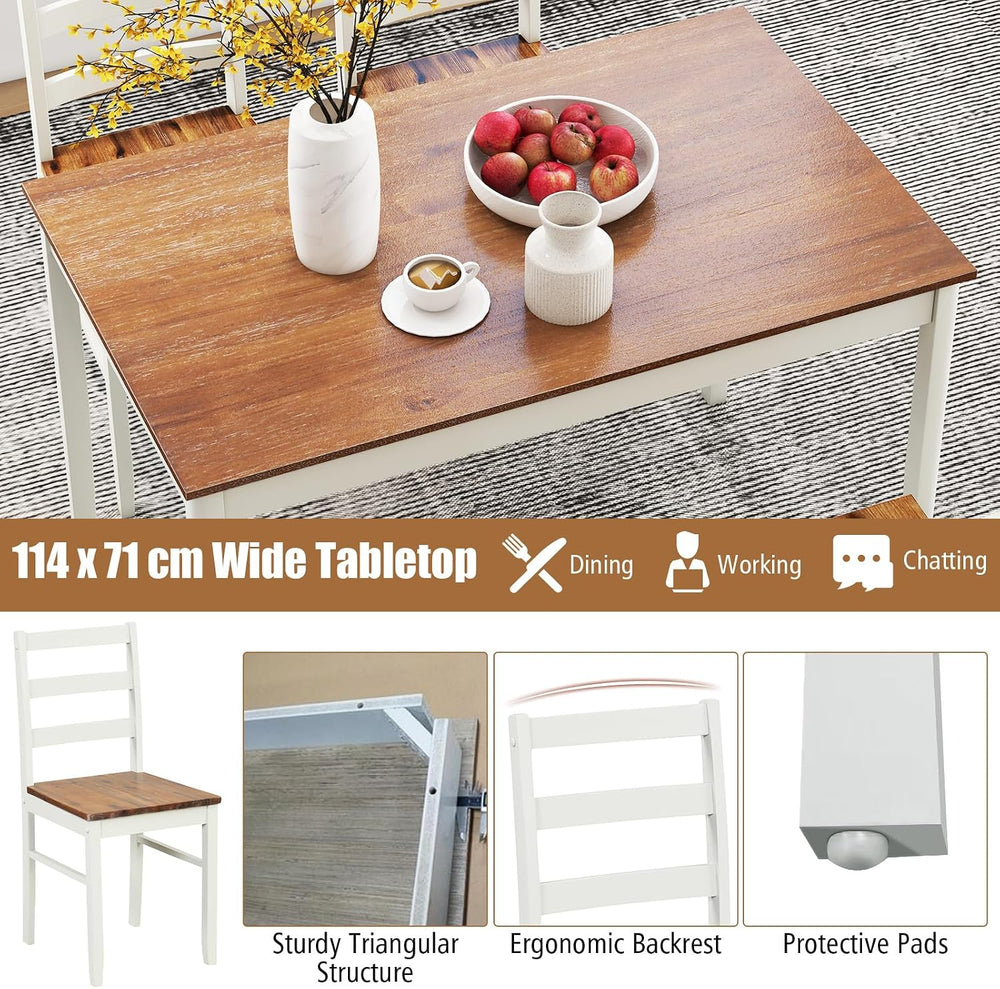 Tangkula Mid-Century Modern Dining Table Set for 4, Wood Kitchen Table Set