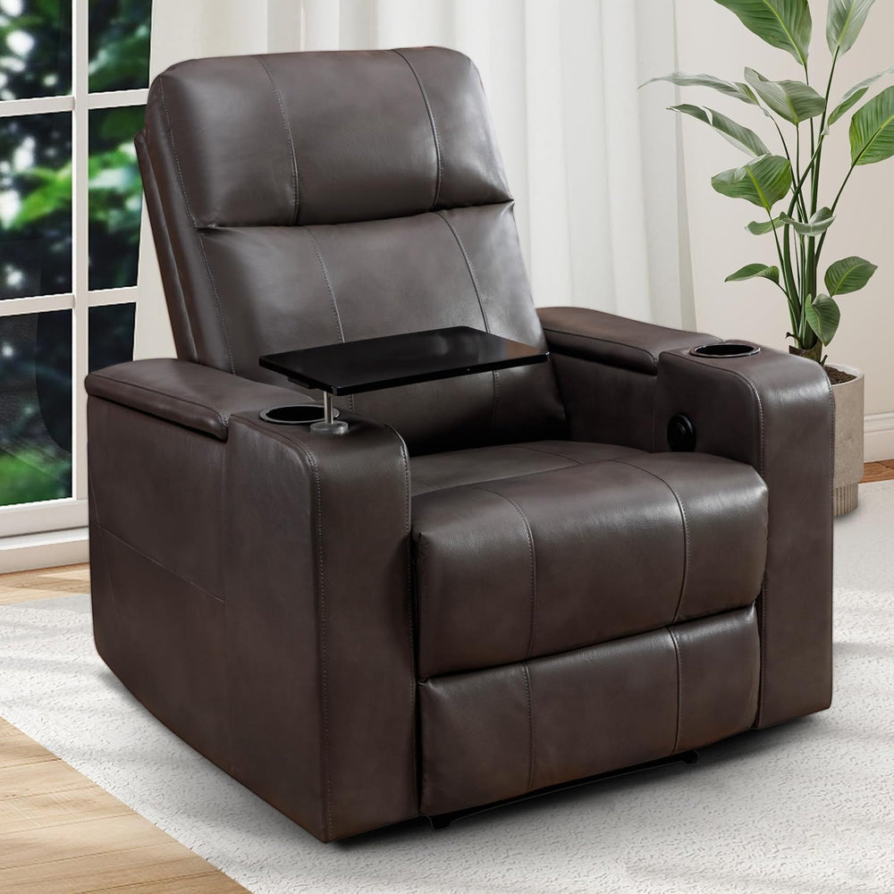 ANJ Power Recliner Chair Electric PU Leather Recliners Soft Home Theater Seat...