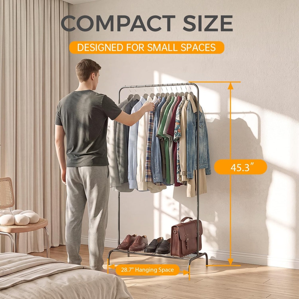 Black Clothing Rack for Small Spaces, 45" Height Garment Rack for Small ...