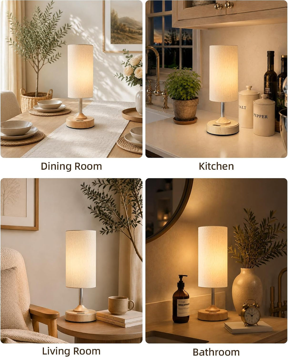 EZVALO Dimmable Cordless Table Lamp, Small Ambient Light with Timer