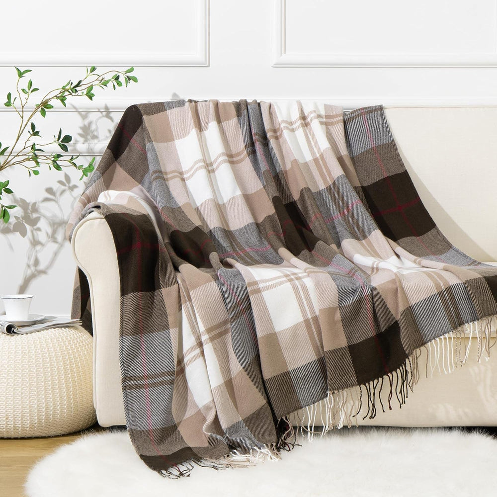 Brown Plaid Throw Blanket for Couch, Fall Buffalo Plaid Blanket 50"x60&q...