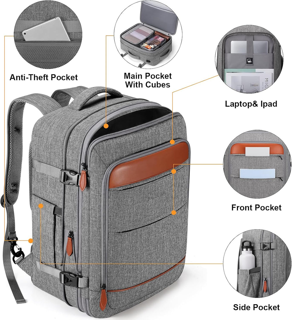 Bagsure Travel Carry On Backpack,42L Flight Approved,Expandable Backpack