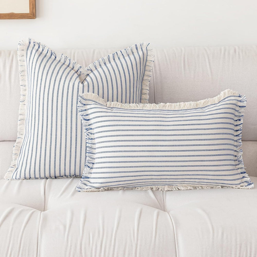 YEENAASY Throw Pillow Covers 20x20 Boho Striped Pillow Cases with Tassel