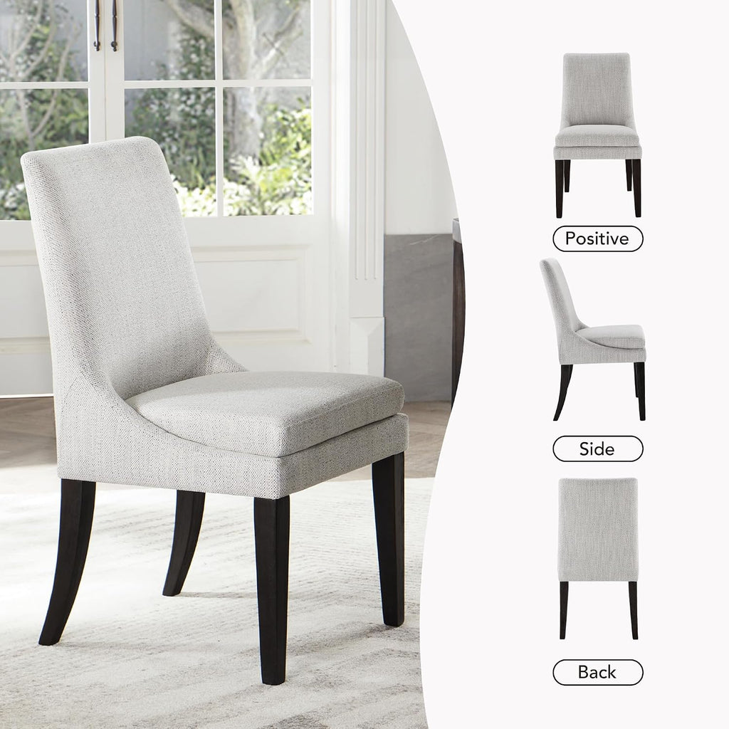 KISLOT Upholstered Dining Chairs Modern Sidechair Performance Fabric High Back Armlesschair for Diningroom Kitchen, White, Set of 2(1 Box)