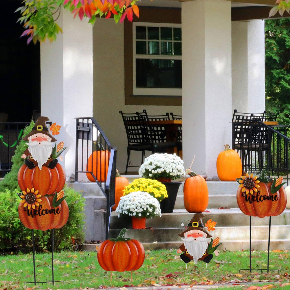 Fall Gnome Yard Stakes Large 39.3inch for Thanksgiving Decor