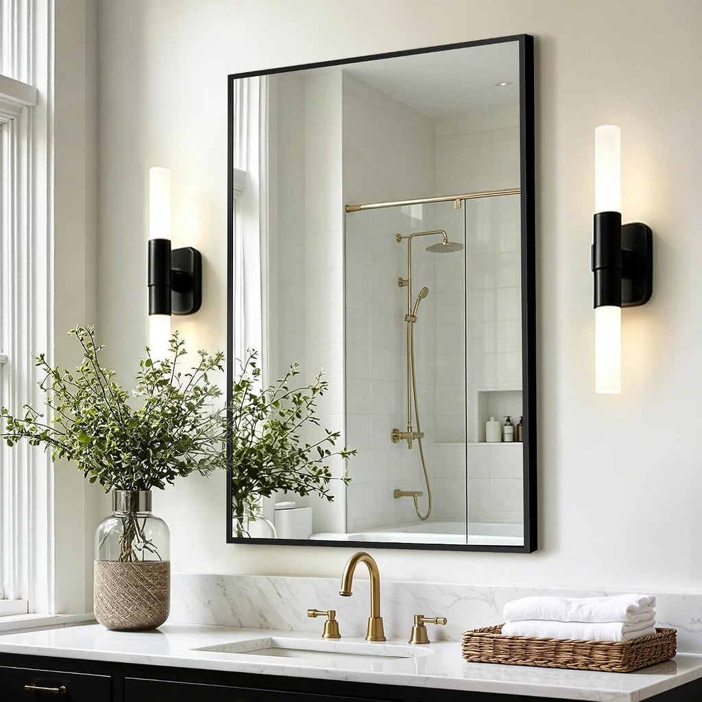 Bathroom Vanity Mirror for Over Sink, 30x20 Inch Matte Black Mirror