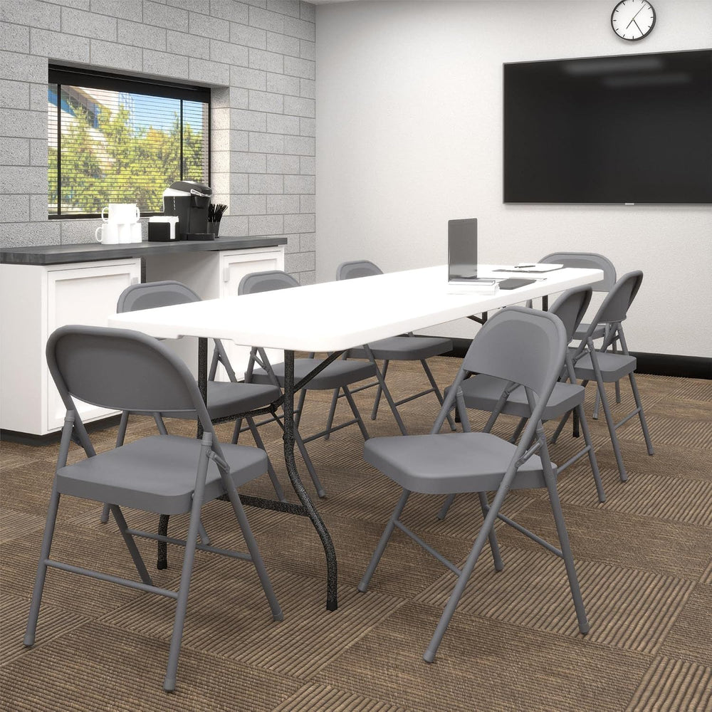COSCO All-Steel Metal Folding Chair, Full-Sized, Double Braced Gray, 4-Pack
