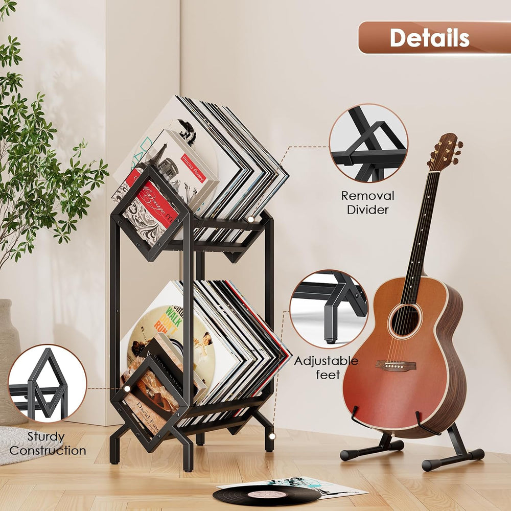 Vinyl Record Storage Rack, Record Holder 160-200 LP Storage Shelf Display Sta...