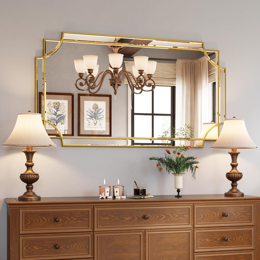 Kelly Miller 28"x50" Gold Foil Scalloped Edge Decorative Vanity Wal...