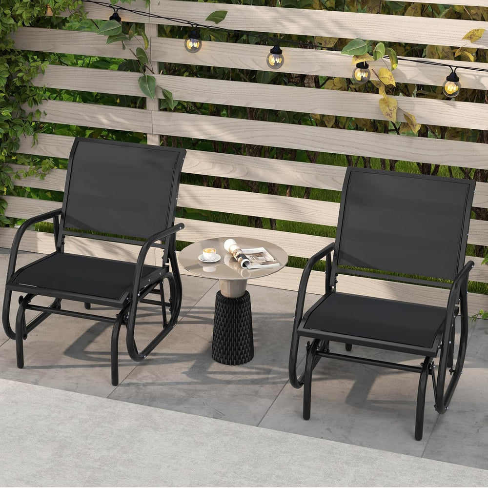 GIANTEX Outdoor Glider Chairs 2 Pack, Smooth Patio Gliding Chairs