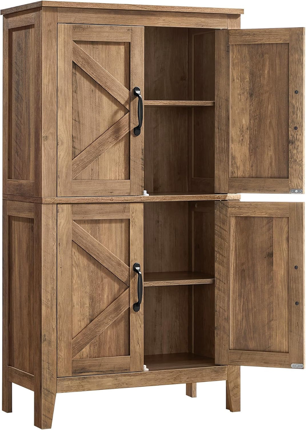 VASAGLE Farmhouse Storage Cabinet with 4 Barn Doors, Adjustable Shelves