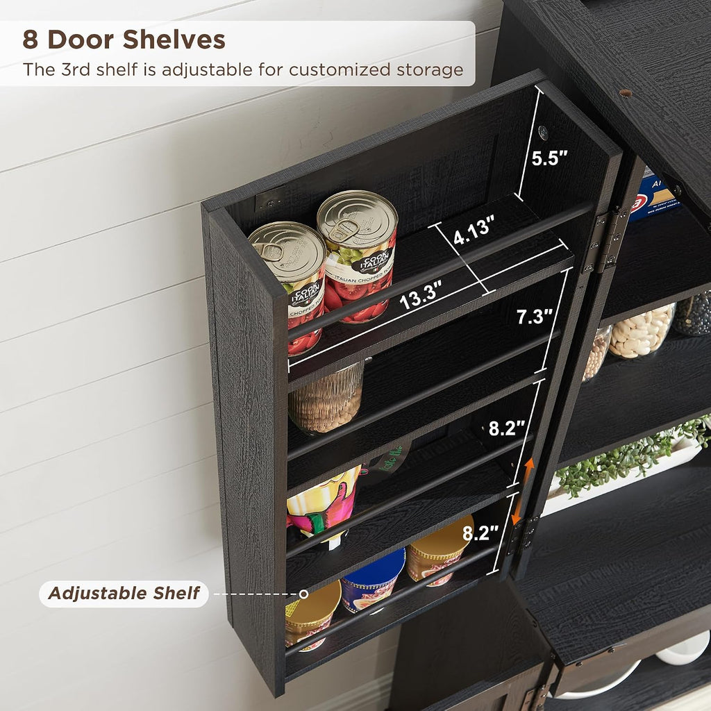 ACCOHOHO 72" Tall Wooden Pantry Storage Cabinet with Door Shelves & Drawer