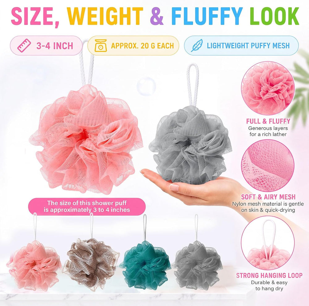 CHENGU 80 Pcs Loofah Bulk Sponges Bath Travel Size for Spa, 4 Novel Colors