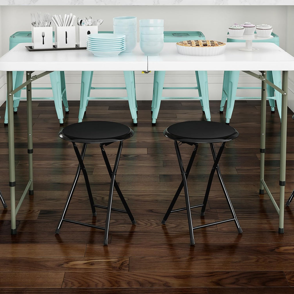 Folding Stool - Portable Backless 18” Stool with 225lb Capacity Set of 2