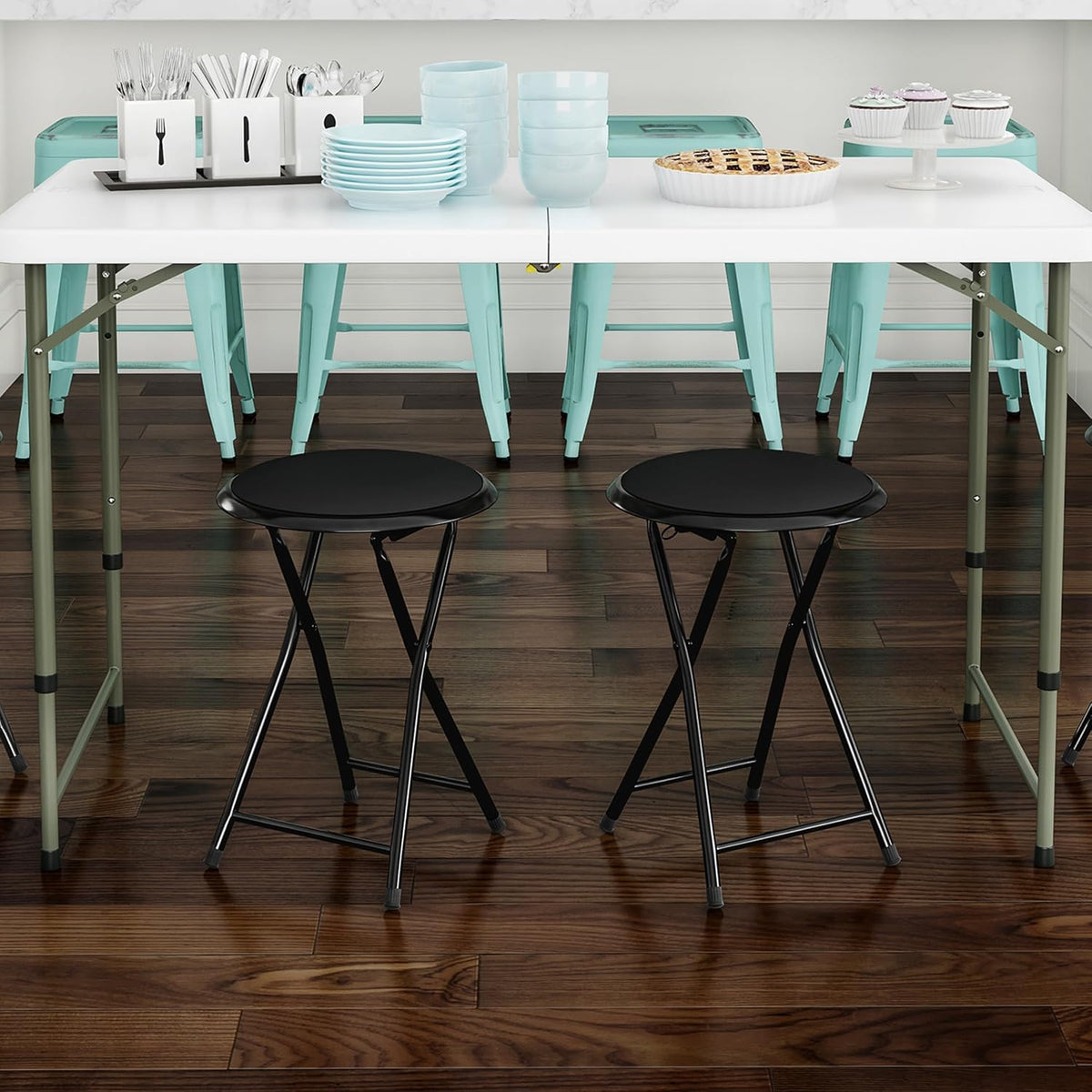 Folding Stool - Portable Backless 18” Stool with 225lb Capacity Set of 2