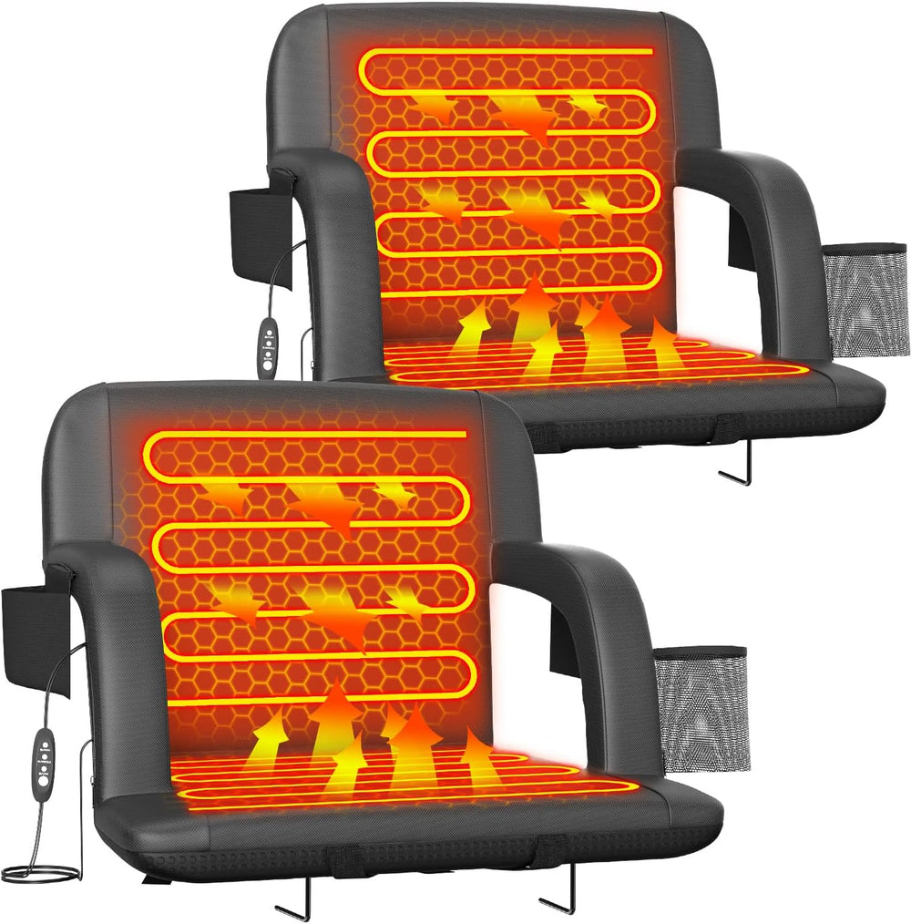 Suteck Heated Stadium Seats for Bleachers 2-Pack, 23" Wide with USB Heat
