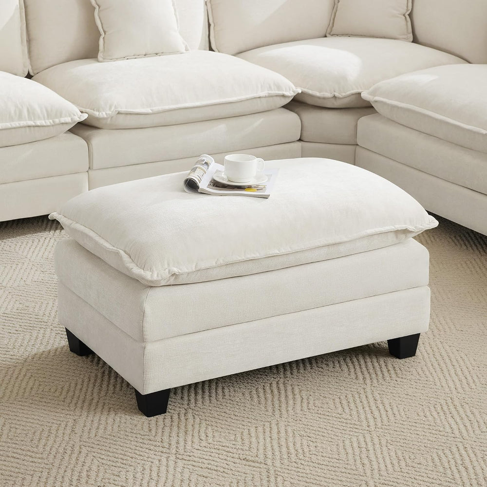 35‘’ Modern Chenille Cloud Sofa Ottoman,Rectangle Ottoman for Modular Section...