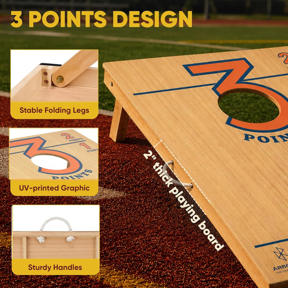 Regulation Cornhole Board Set - Dare to Play at 4x2 ft or 3x2 ft