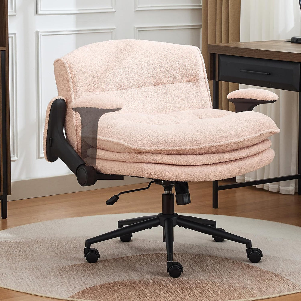 Criss Cross Chair with Flip-up Arms, Wide Criss Legged Chair with 3 Layer Cus...