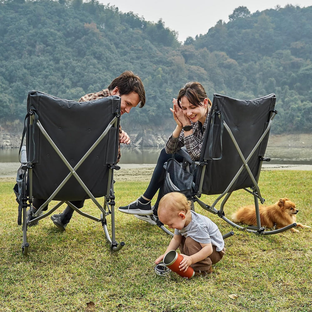 EVER ADVANCED Oversized Folding Rocking Camping Chairs Set of 2, Padded